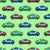 Colorful Toy Pixelated Video Game Cars on Pale Green Image