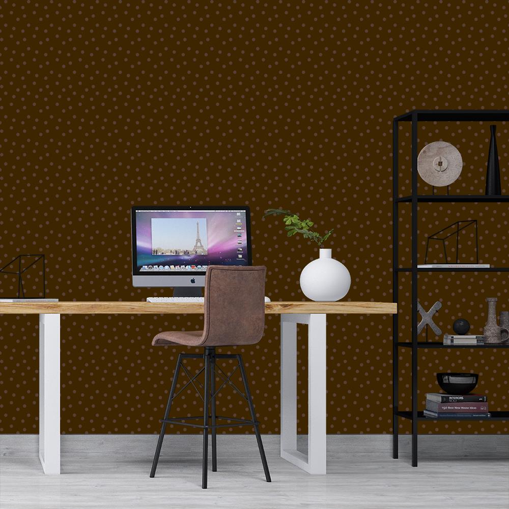 Modern Polka Dots on Dark Brown