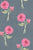 Whispering Dahlia (on slate blue) - pink cottagecore botanical floral Image