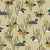 Vintage Duck Decoys in Browns, Greens, and Reds Scattered amongst Cattails on a Beige Background Image
