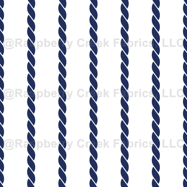 Nautical Navy Blue Rope Stripe - Raspberry Creek Fabrics