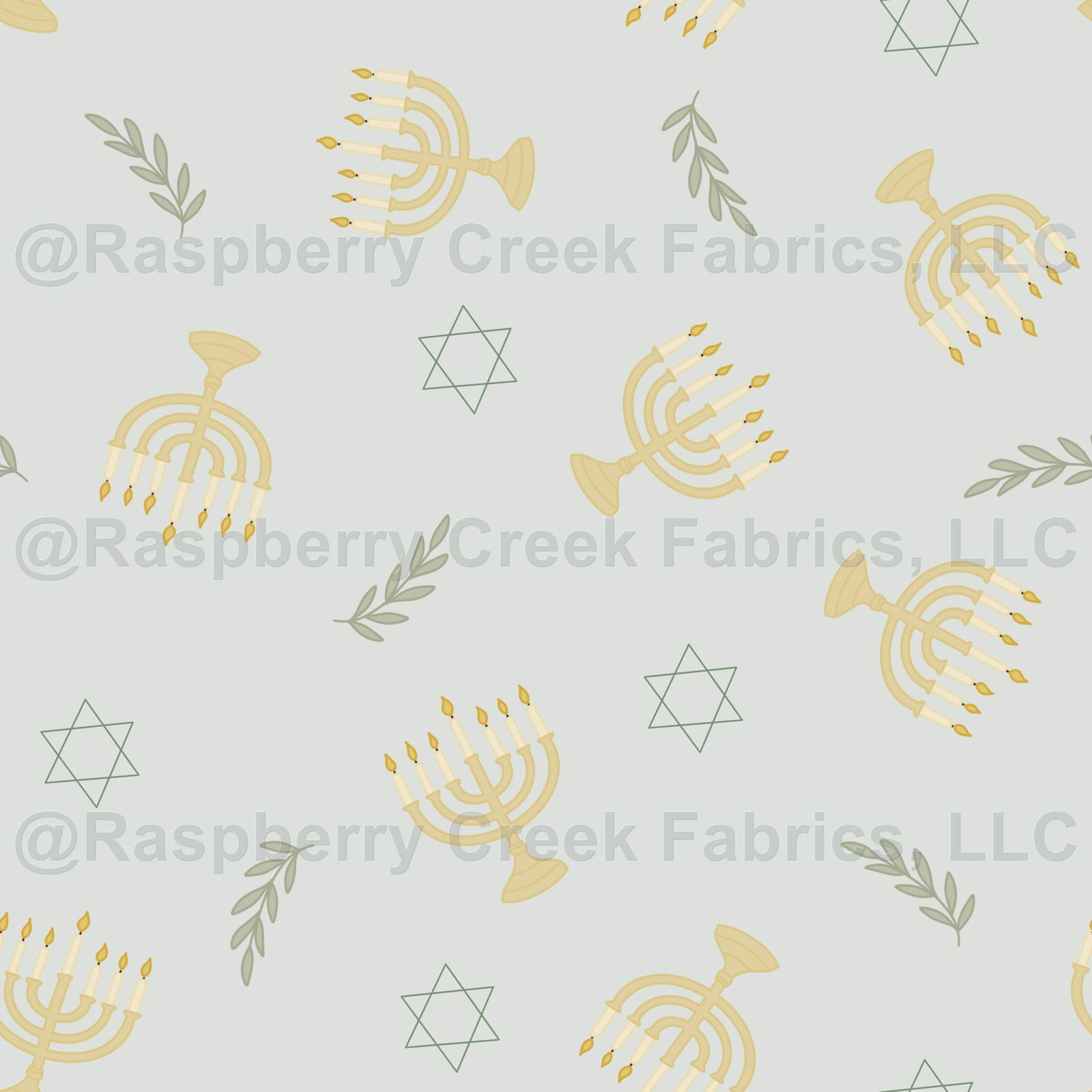 Chanukah/Hannukah Pattern with Soft Green Background