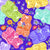 Bright Hand Drawn Floral Gummy Bears on Ultra Violet Purple Image