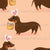 Easterweenie Wiener dog with easter basket on a pastel orange background - easter egg sausage dog Image