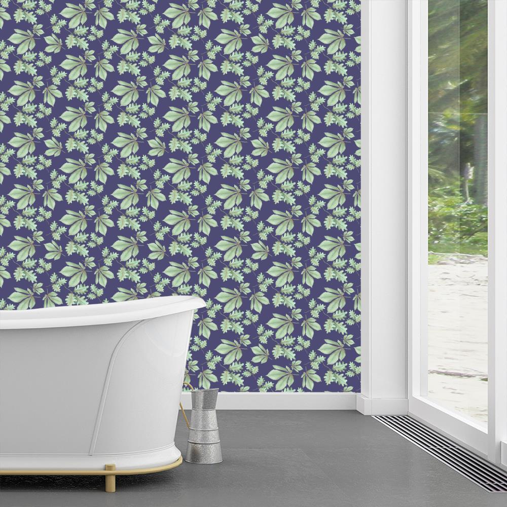 Oak and Chestnuts Leaves Wallpaper on Purple