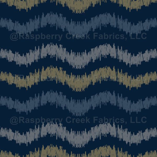 Triple Horizontal Zigzag Ikat-Ocean - Raspberry Creek Fabrics