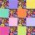 Bright Floral Multicolor Stitched Checkered Patchwork on Black Image