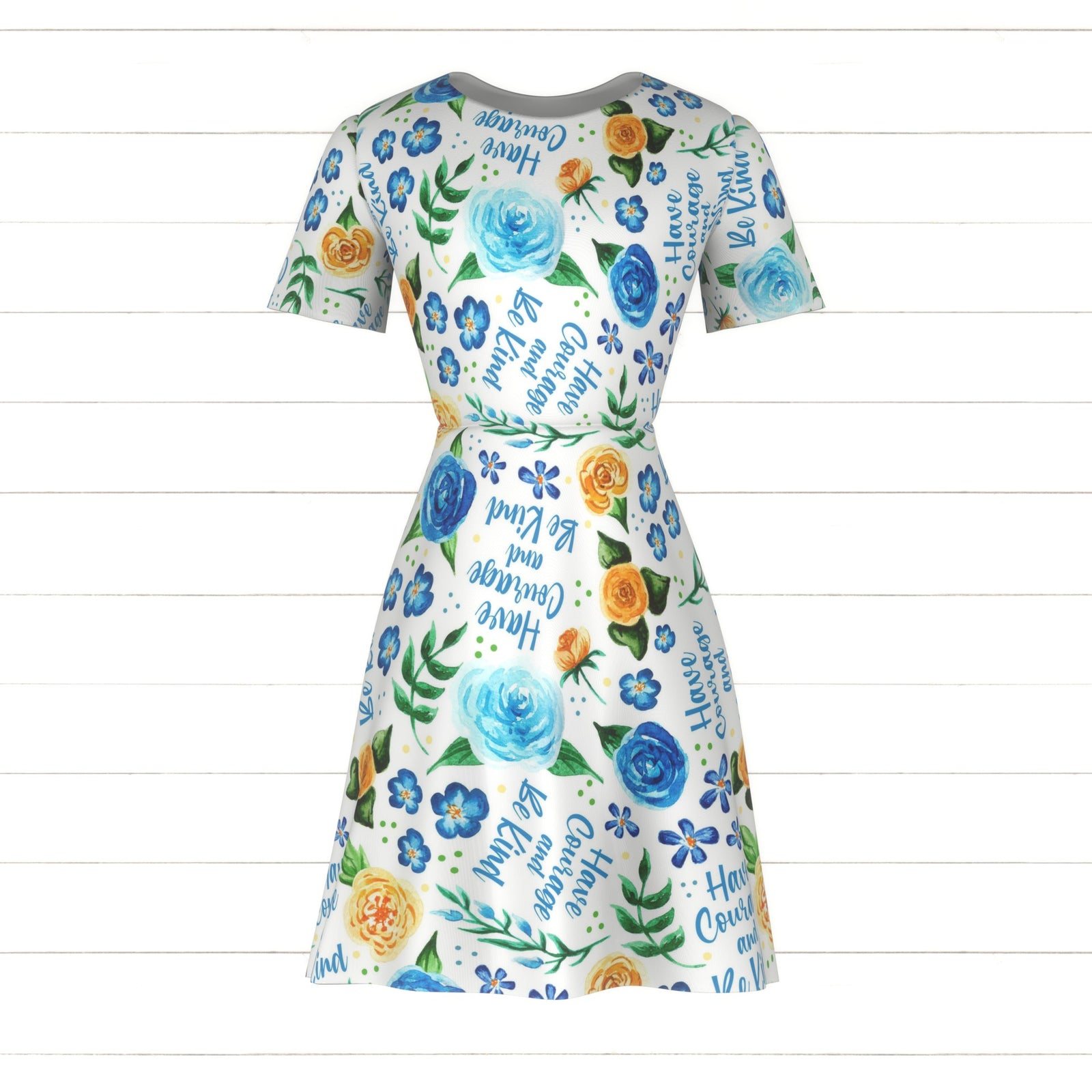 Have Courage and Be Kind Blue and Yellow Floral