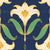 Line Art Nouveau Lilies Textured Deco Dots in Cream and Green on Navy Blue Image