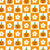 Checkered Orange Halloween Pumpkins and White Retro Flowers, Groovy Halloween Garden by Yasmine Patterns Image