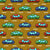 Colorful Toy Pixelated Video Game Cars With Road Lines Markings on Old Gold Brown Image