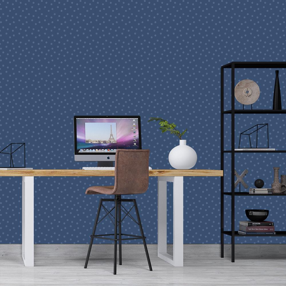 Modern Polka Dots on Dark Blue