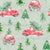 Vintage Christmas Trucks {on Sage Green} Snowy Woodland Forest Retro Red Christmas Tree Truck Image
