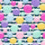 Pastel Colors Watercolor Bubbles on Prussian Blue and Natural Stripe Image