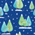 Evergreen Christmas Tree Forest Dark Blue Image