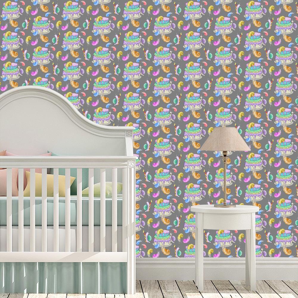 Snail Birthday Party Wallpaper on Grey