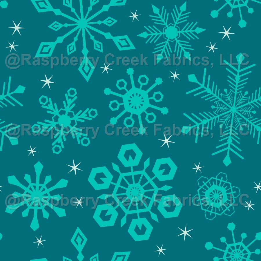 Mid-Century Modern Christmas Collection: Teal Snowflakes by sagesublime
