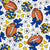 Footballs and Cheerbows in Blue and Yellow Image