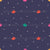 Cute Ditsy Multicolored Flowers and Beige Dots Navy Starry Night Sky Image