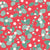 New Green Strawberries, White Flowers, and Green Leaves Are Scattered on this Strawberry Red Background Image
