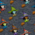 Witches in flight. Dark gray background. Image