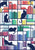 Rainbow bookshelf // white background navy blue book shelves and library cats Image