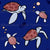 Sea Turtles in Dusty Red on Dark Blue, Tiny Turtles Tale by Jaslyn Lim of The LILI Path Image