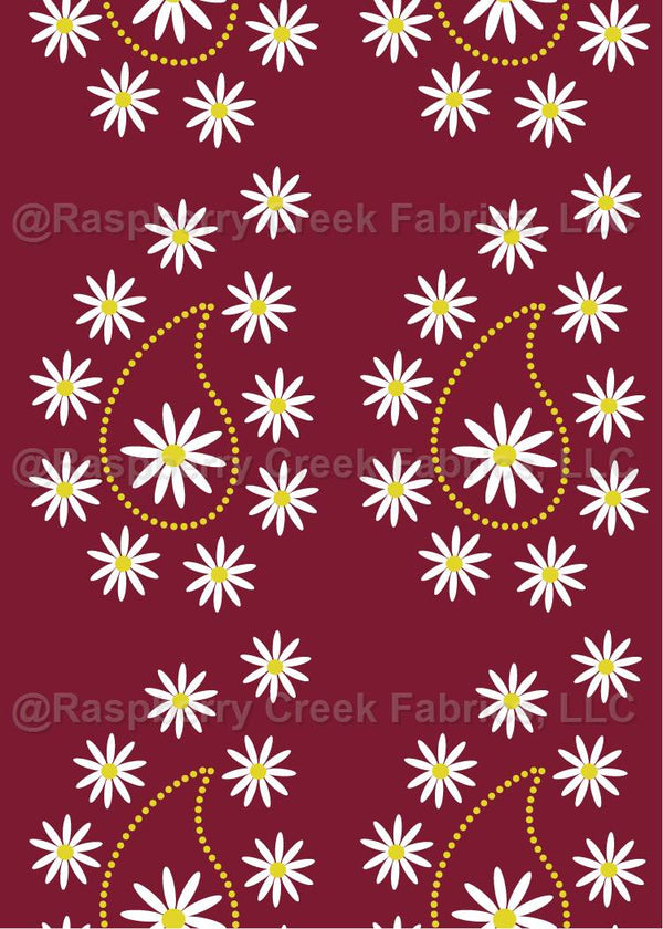 Daisy madness collection blender3 pattern Paisley in Burgundy backgrou ...