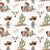 Cute Cowboy, Horse & Desert Scene on Cream Linen – Whimsical Western Kids Design - Desert Cowboy Image