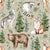 Woodland Critters by MirabellePrint / Sage Linen Textured Background Image