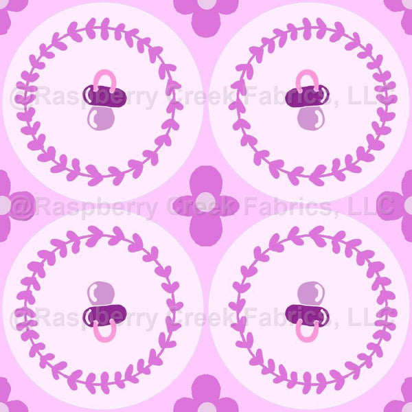 Pastel Pacifier Border A Pastel design in pastel pink featuring pacifiers, flowers and ranks ...