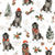 Christmas Black Labradors {White} Watercolor Winter Holiday Dogs Image