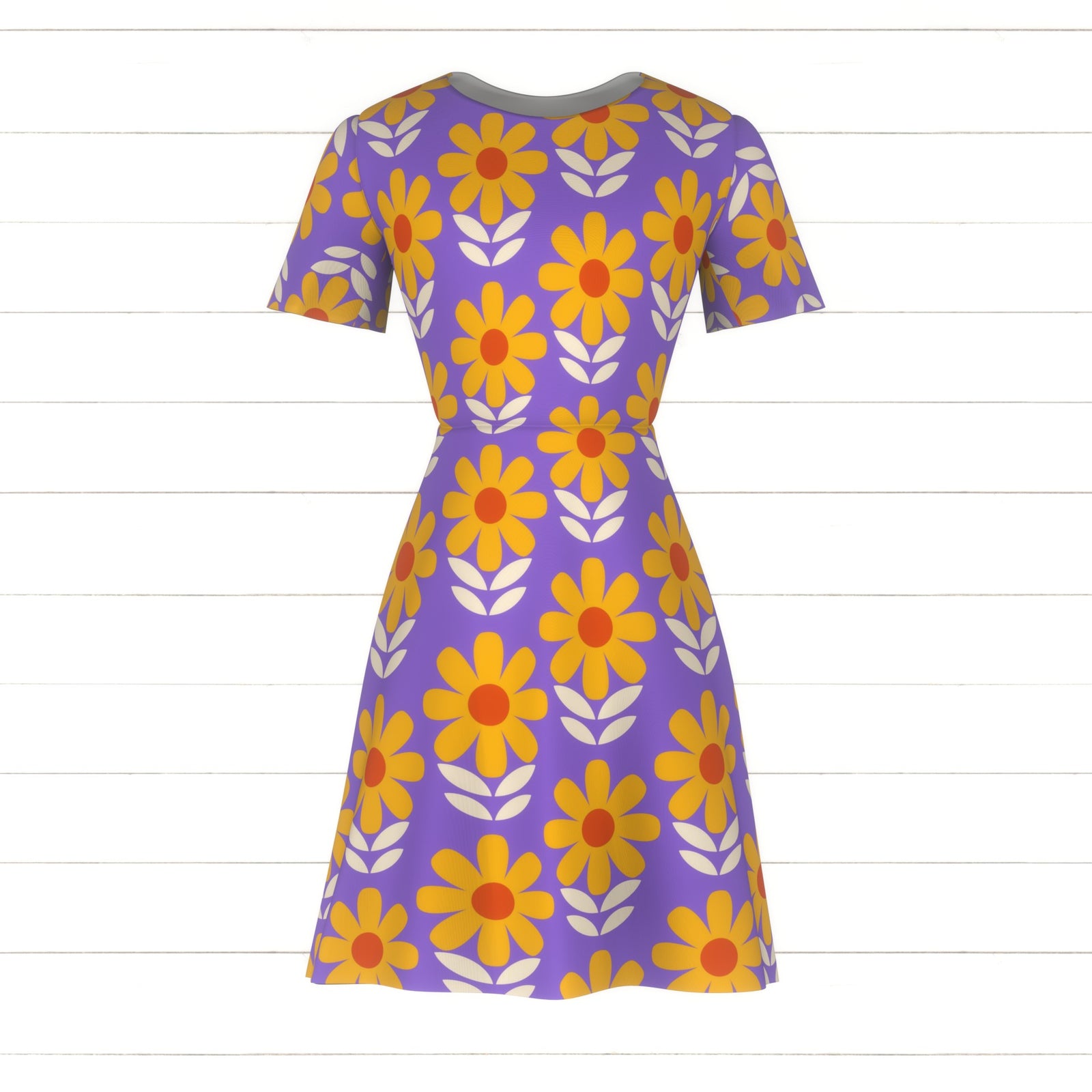 Daisies on Violet Fabric and Wallpaper Print by Lisa Wornham Designs, Daisies Collection