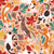 Autumn joy // flesh coral background cats dancing with many leaves in fall colors Image
