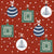 Vintage Christmas Tree Ornaments on Red Polka Dot Image