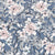 Vintage Blue Floral Toile Soft Blush Peonies Botanical Image