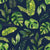 Tropical Jungle Foliage on Navy Blue Image
