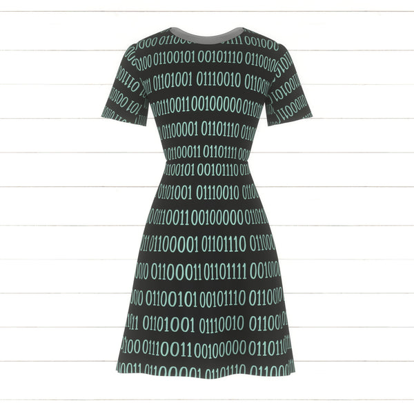 Charcoal and Mint Nerdy Computer Binary Code - Raspberry Creek Fabrics