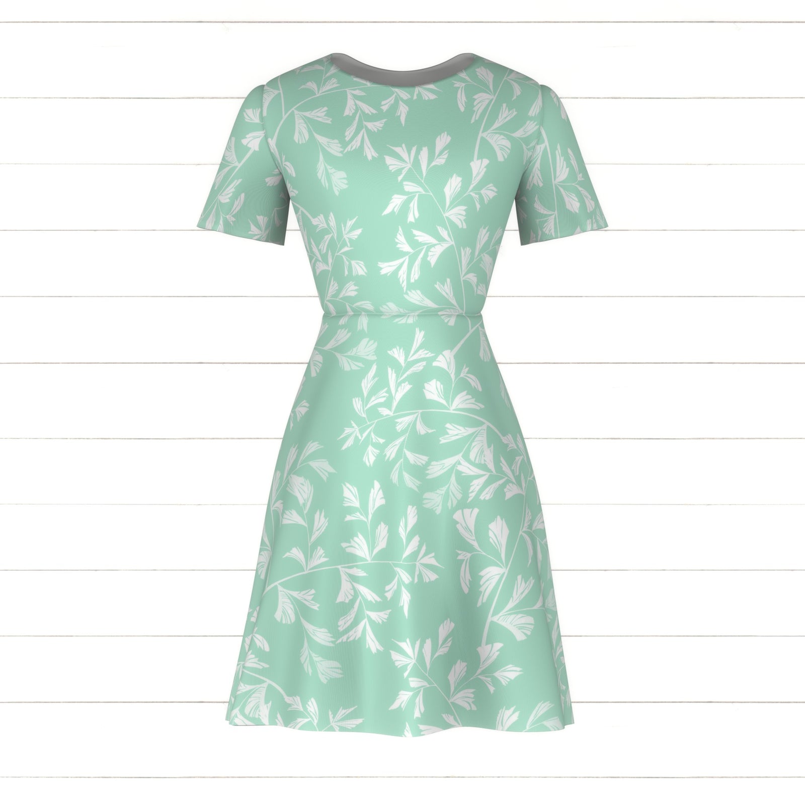 Fishtail Palms White on Aqua in the Aquatic Swim collection