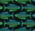 Mid Century Color Block Fish - Green / Blue on Black ©studioxtine Image