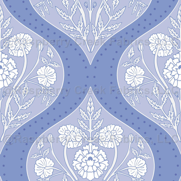Light Blue Indian Damask - Block Print Style Pattern - Raspberry Creek ...
