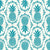 Pineapple Fruit Damask Lagoon Turquoise Blue on Ivory Image
