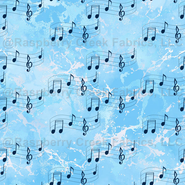 Music Notes Blue Marble - Raspberry Creek Fabrics