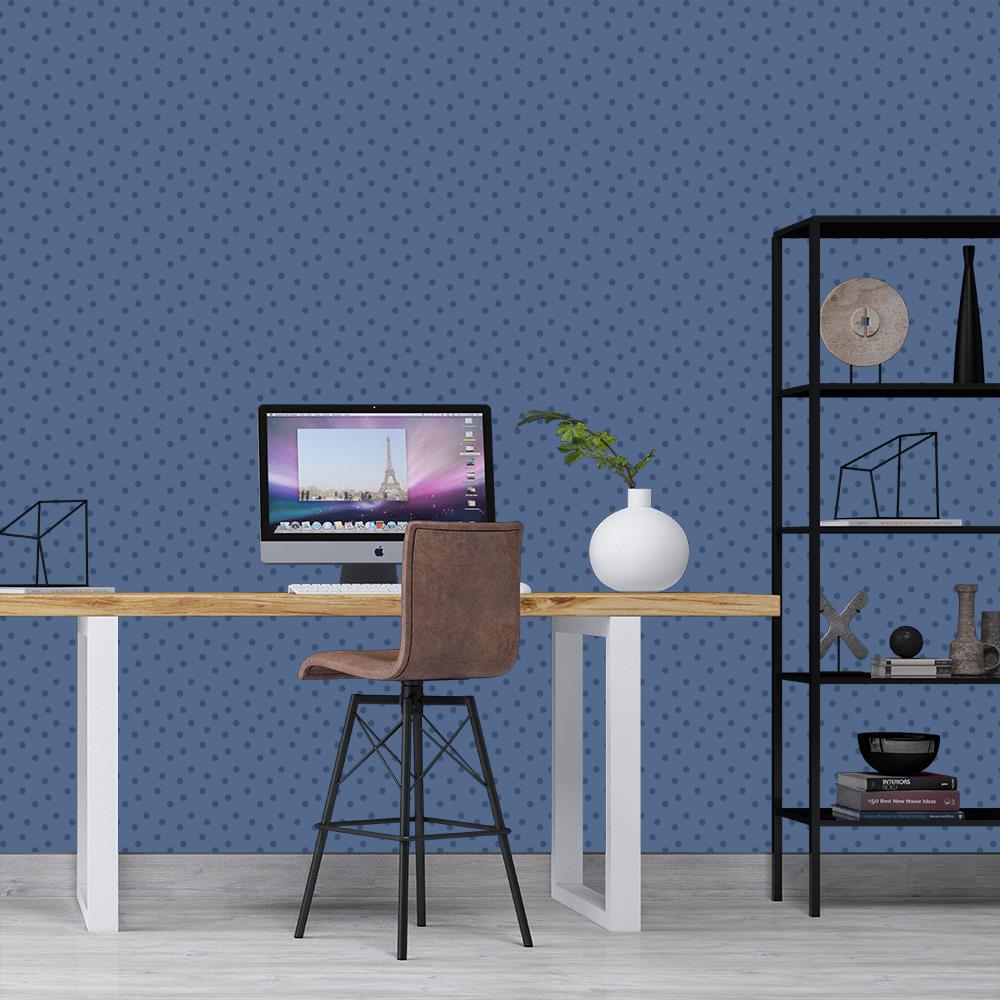 Modern Polka Dots 2 on Gray-Blue