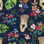 Tropical Jungle Jaguar with Jungle Floral on Navy Blue Image