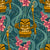 ★ TIKI NIGHT ★ Teal Green / Wallpaper / Collection : Hawaiian Trip - Plumeria & Tiki for Aloha Shirt Prints By Borderlines Image