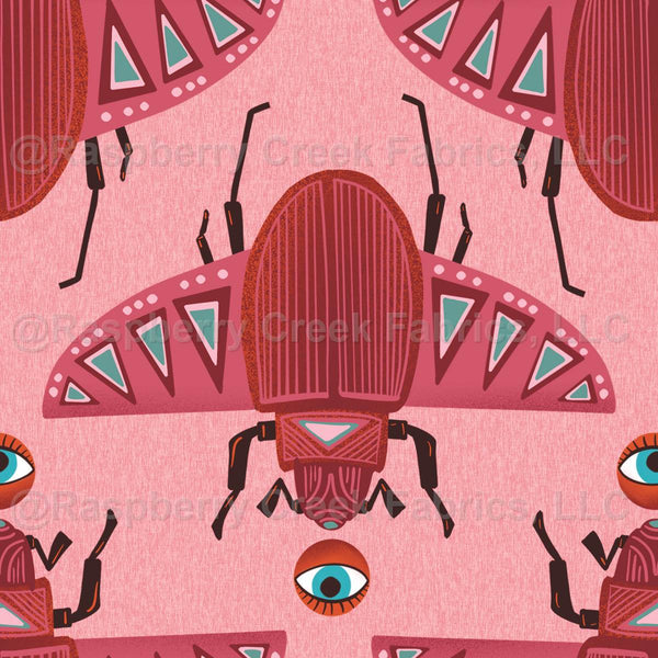 Pink Scarab Beetle Bug-two way pattern- Evil eye - Raspberry Creek Fabrics