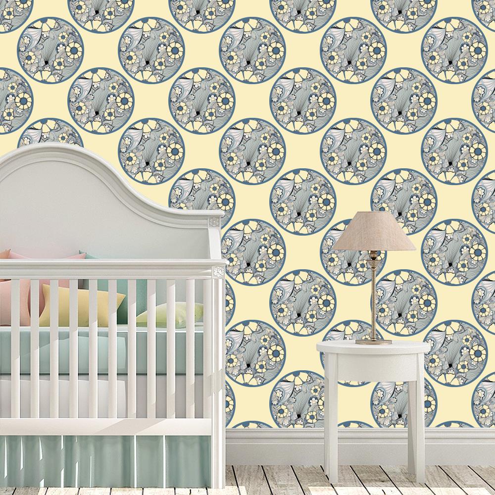 French Country Florals Tangle Yellow Polka Dot