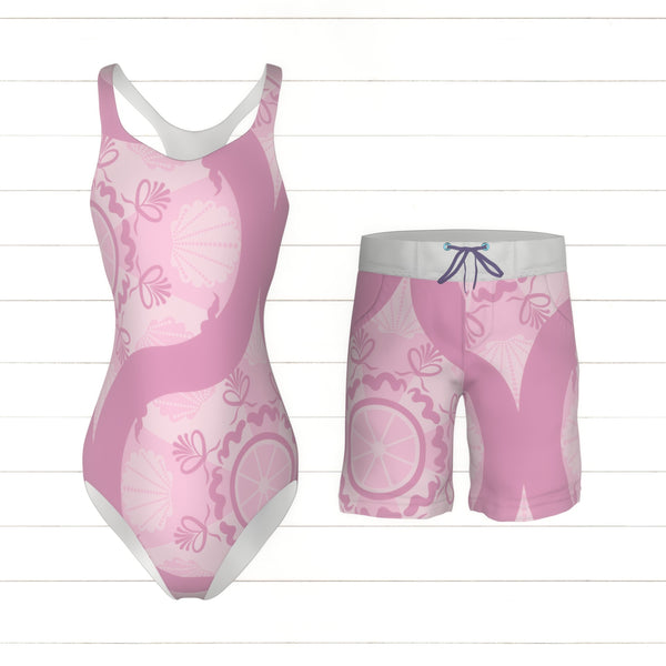 Dusky Rose Preppy In Pink Mid Mod Ogee - Raspberry Creek Fabrics