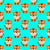 Cute Cartoon Baby Tiger on Turquoise Image